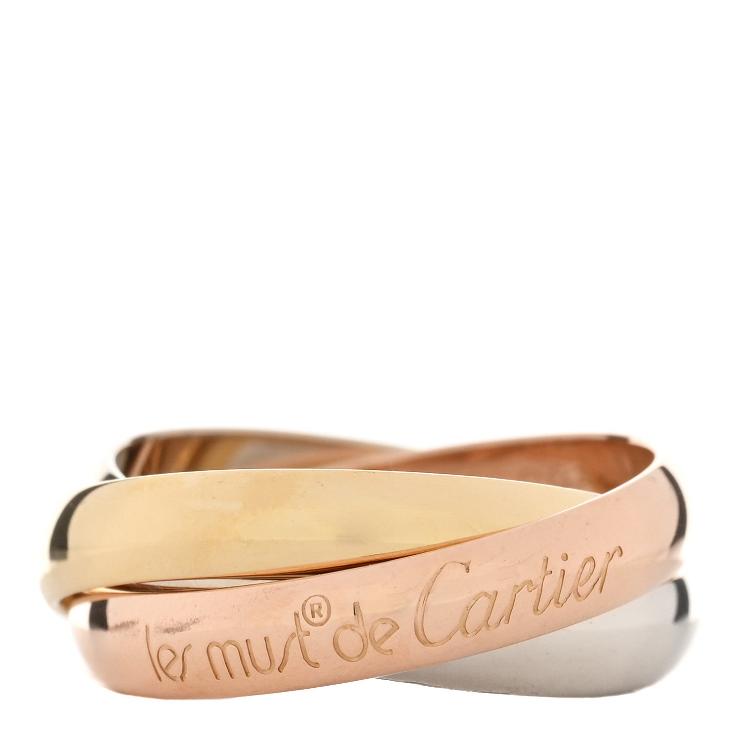 Cartier 18K Pink Yellow White Gold Classic Les Must De Cartier Trinity Ring 50 5.25 1 of 4