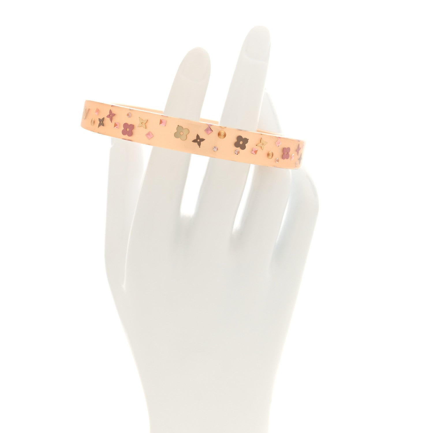 Louis Vuitton Resin Swarovski Inclusion Art Deco TPM Bracelet S Beige 2 of 4
