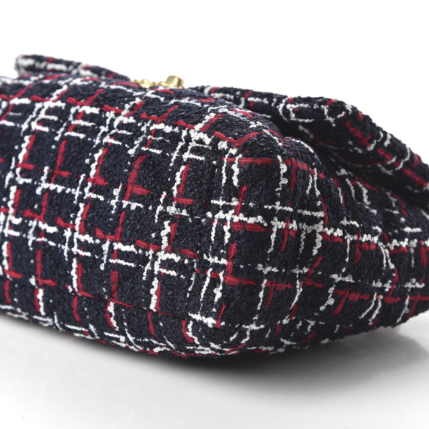 Tweed Quilted Large 19 Flap Navy Blue White Red