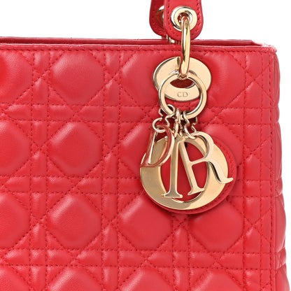 Christian Dior Lambskin Cannage Medium Lady Dior Red 7 of 10