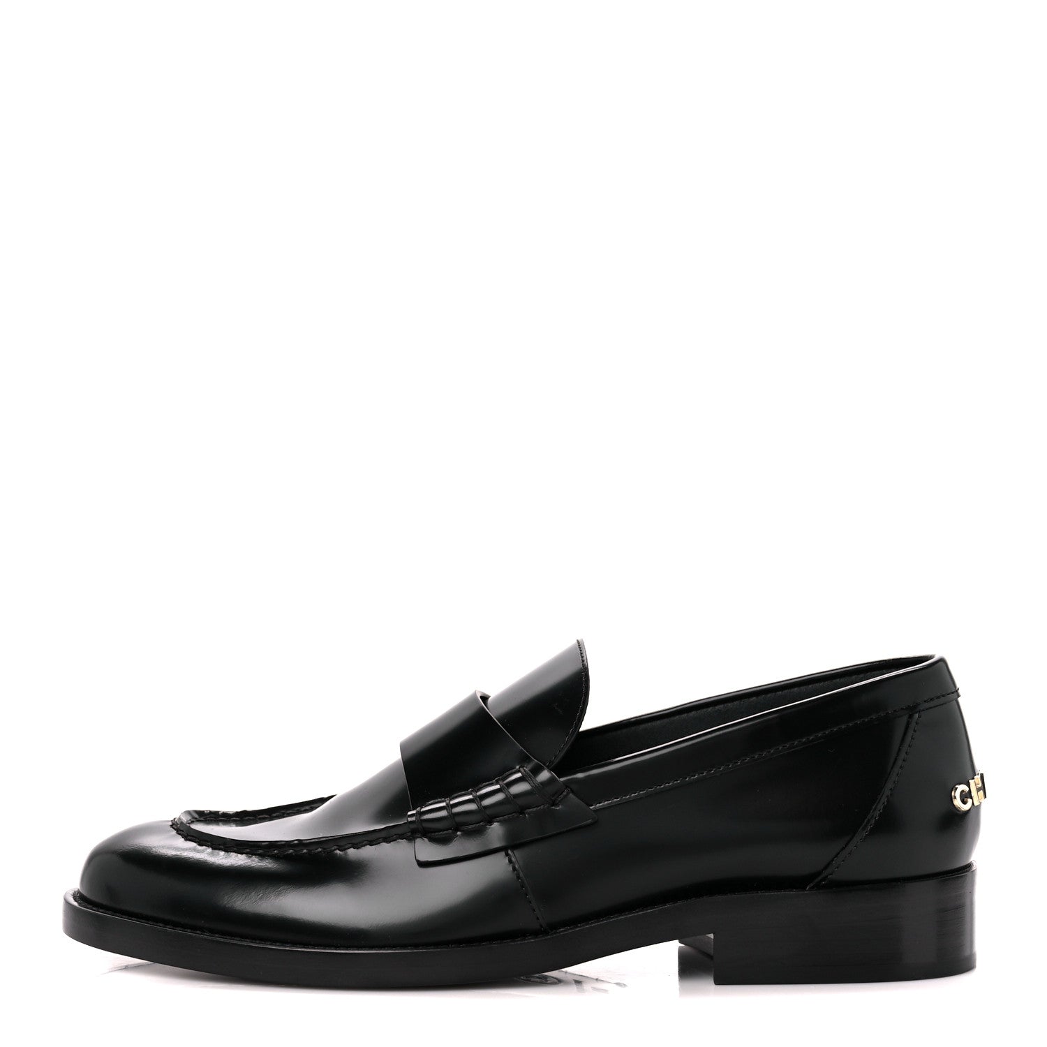 Chanel Shiny Calfskin Logo Loafers 39 Black 1 of 11