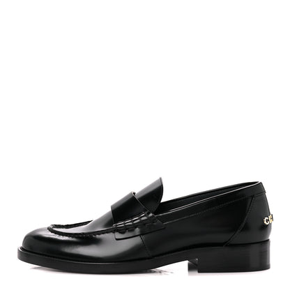 Chanel Shiny Calfskin Logo Loafers 39 Black 1 of 11