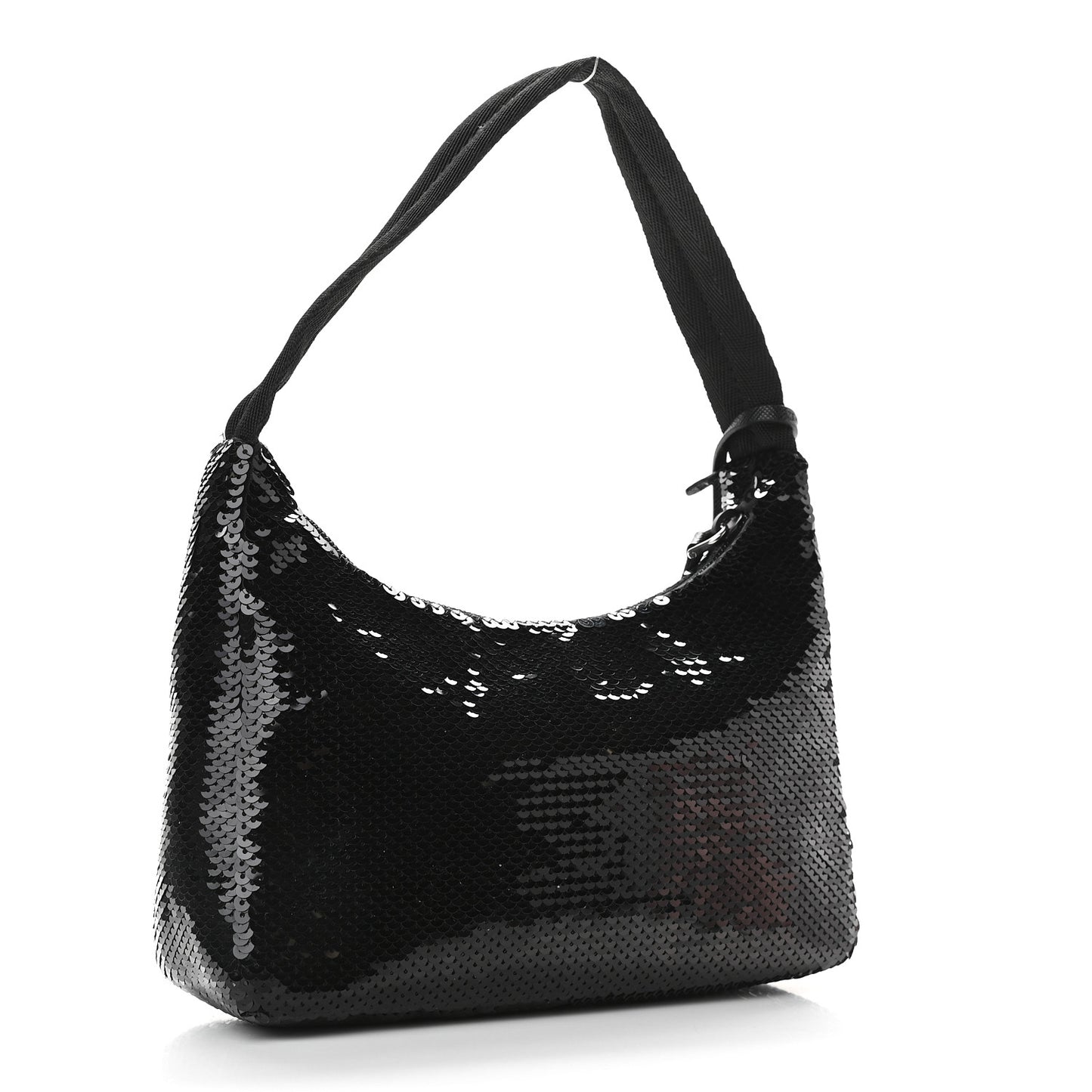 Paillettes Sequin Mini Re-Edition 2000 Bag Black White