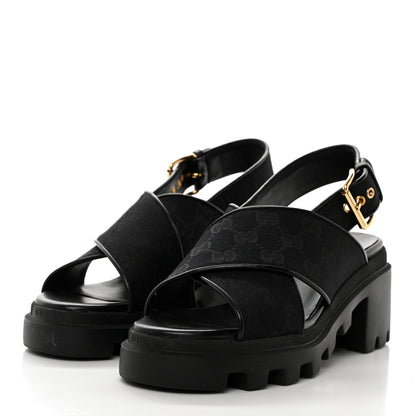 Gucci Monogram Granada Kid Trip 40/72mm Lug Sole Sandals 37.5 Black 3 of 9