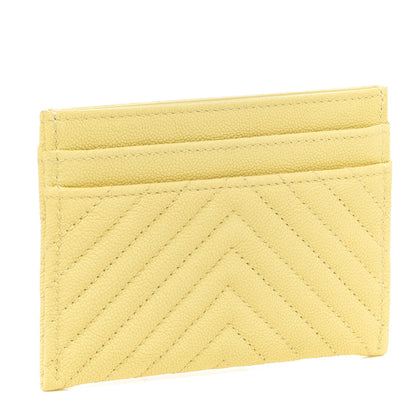 Chanel Caviar Chevron Quilted Boy Card Holder Yellow 3 of 9