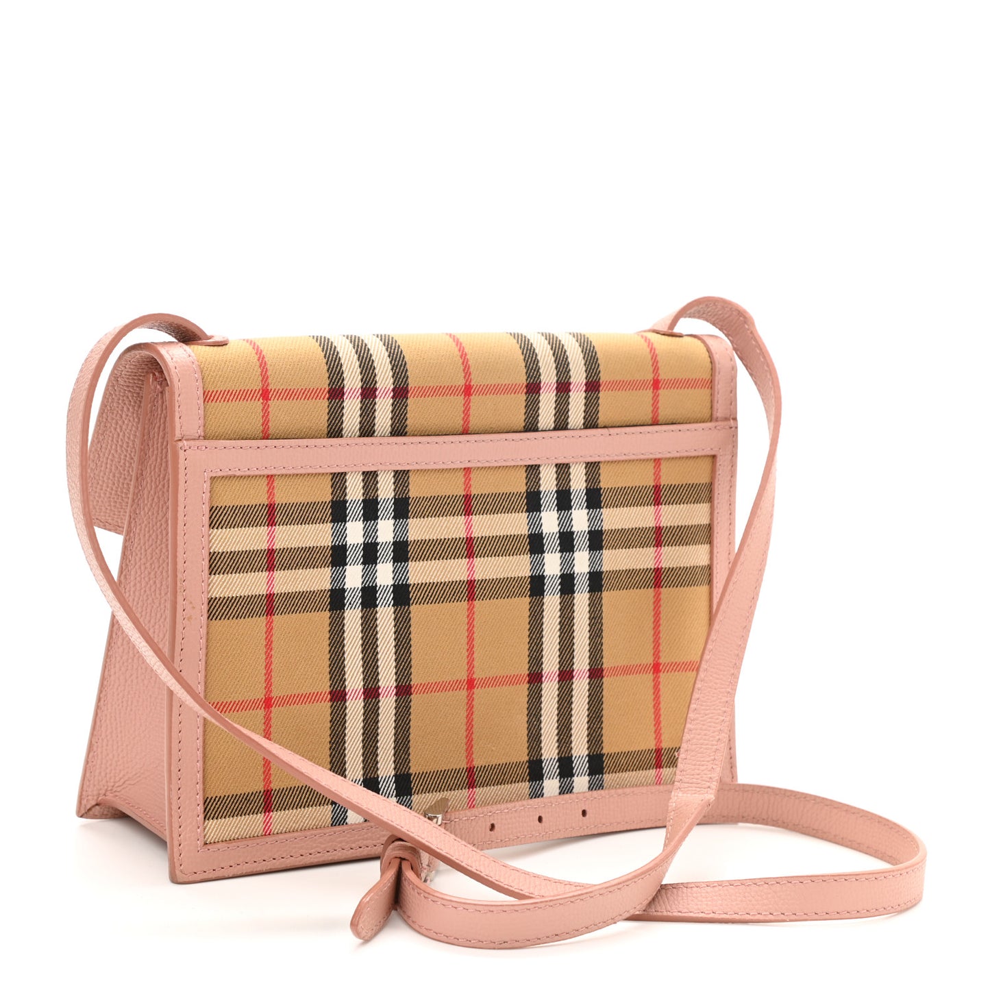Grainy Calfskin Vintage Check Small Macken Crossbody Bag Ash Rose