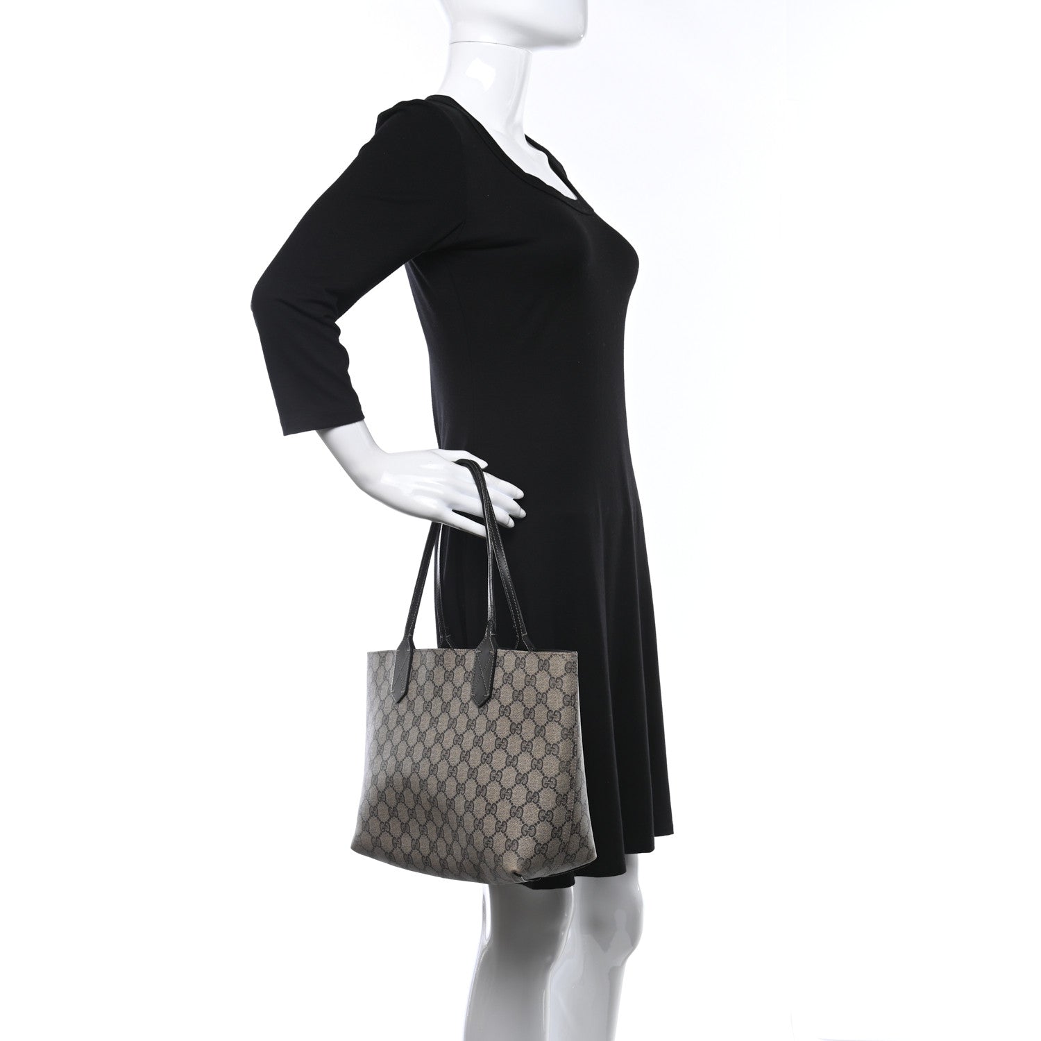 Gucci GG Supreme Monogram Small Reversible Tote Beige Black 2 of 20