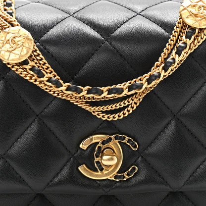 Chanel Lambskin Quilted Mini Medallion Multi Chain Flap Black 7 of 9