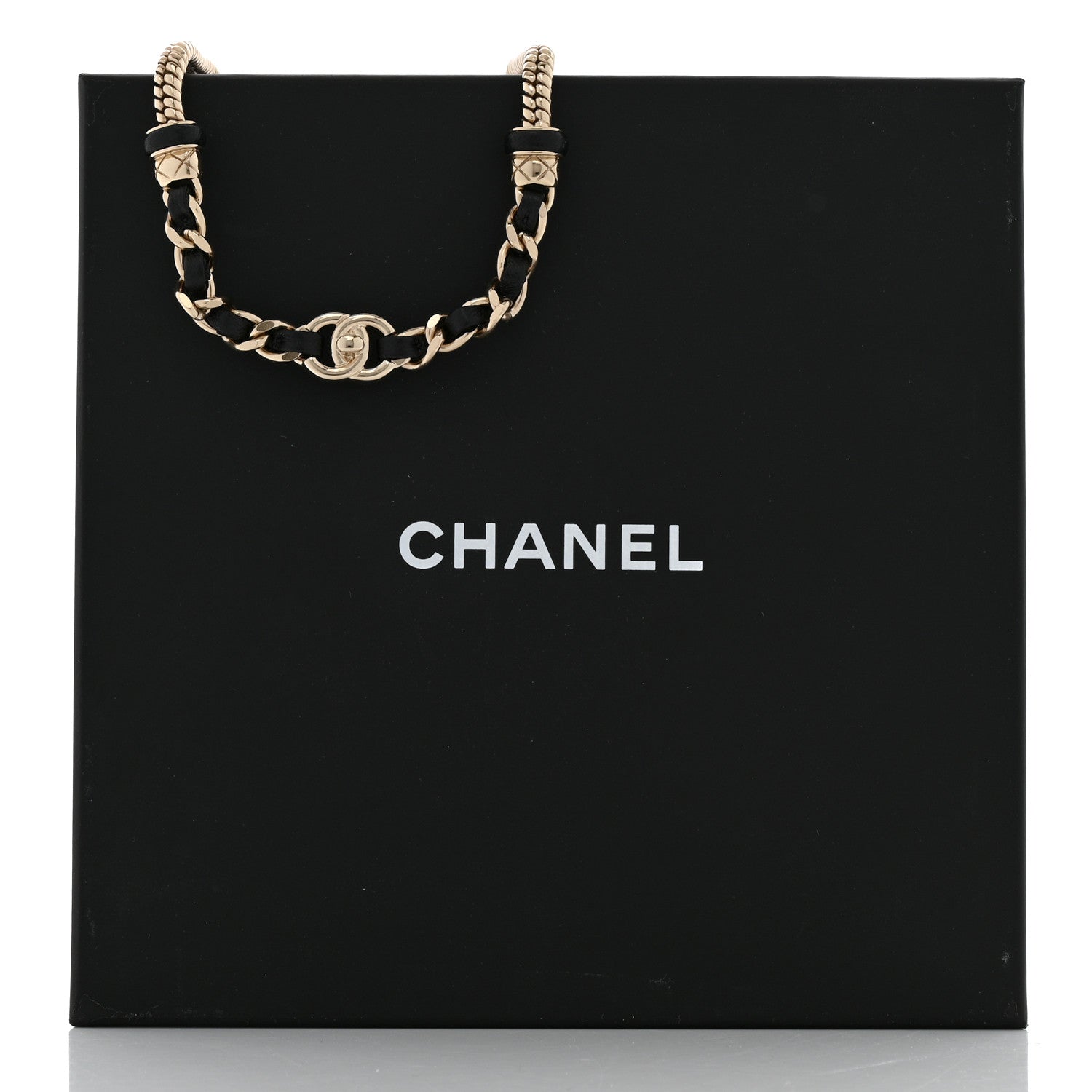 Chanel Metal Lambskin CC Turnlock Choker Necklace Black Gold 6 of 6