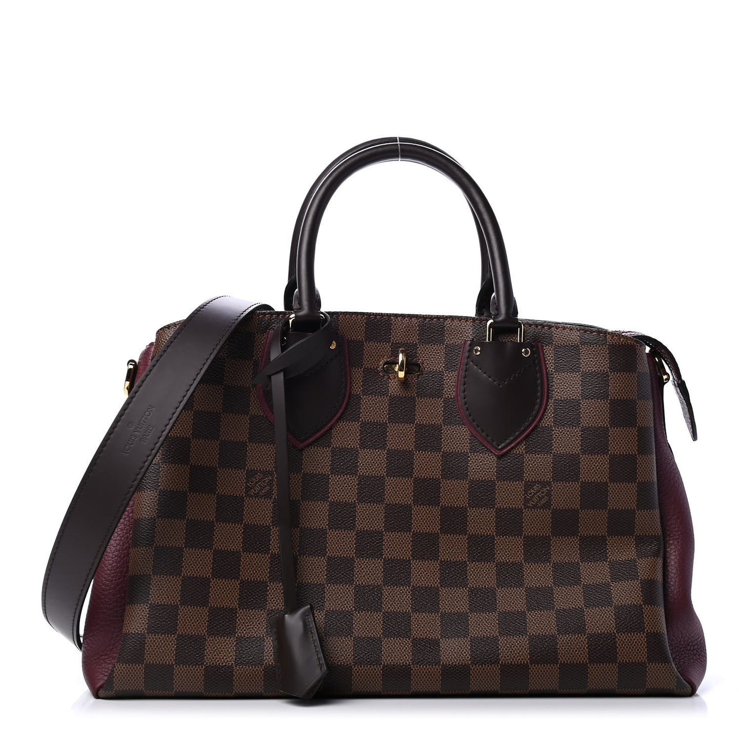Cuir Taurillon Damier Ebene Normandy Bordeaux