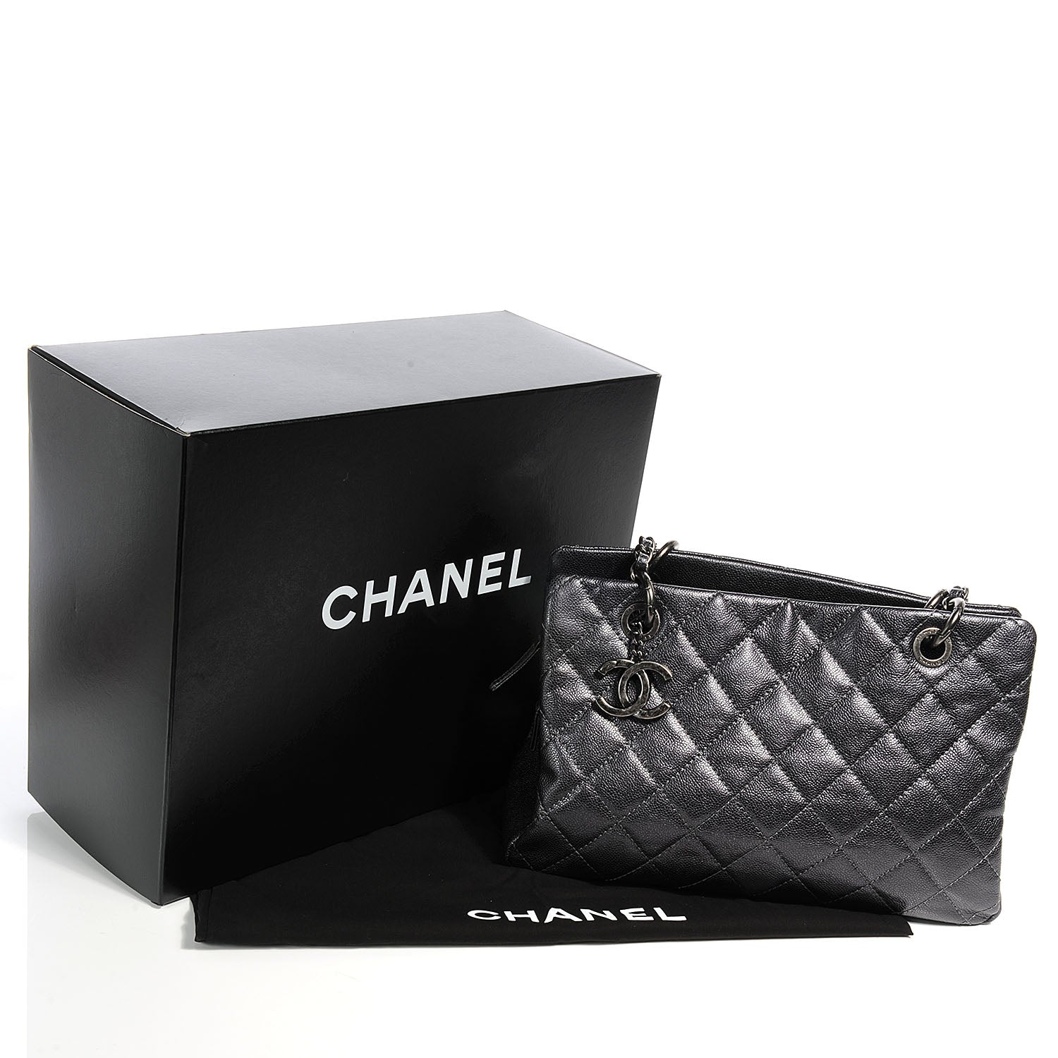 Chanel Caviar Timeless CC Large Zip Shopping Tote Dark Silver 5 of 8
