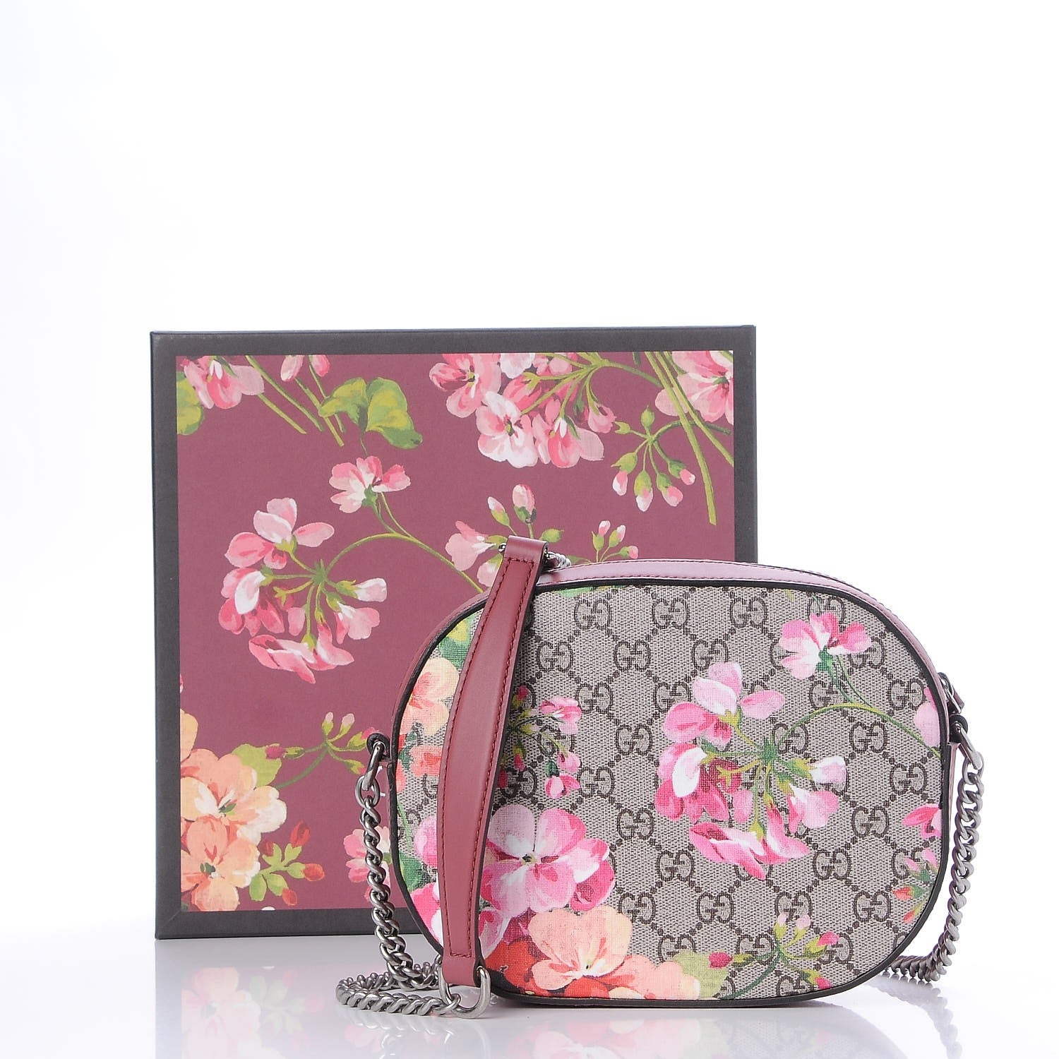 Gucci GG Supreme Monogram Blooms Mini Chain Shoulder Bag Beige Multicolor Dry Rose 8 of 8