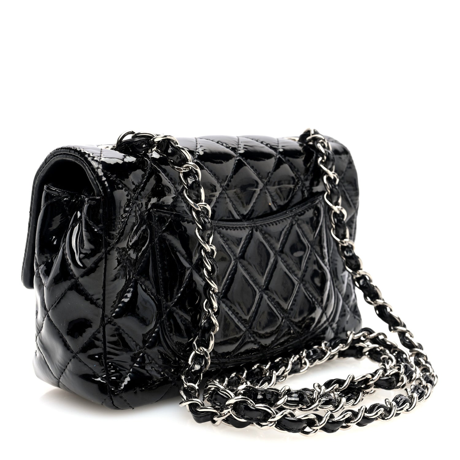 Chanel Patent Calfskin Quilted Mini Rectangular Flap Black 3 of 10