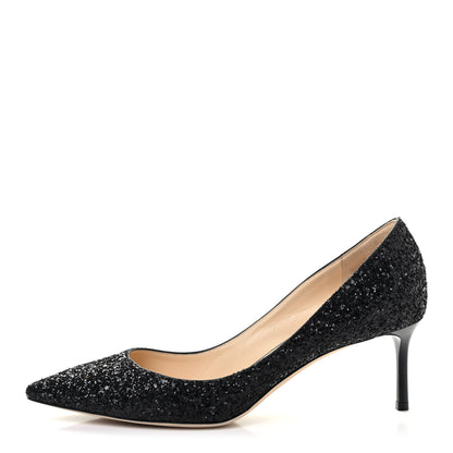 Jimmy Choo Glitter Pointy Toe Romy 60 Pumps 39 Black 1 of 9