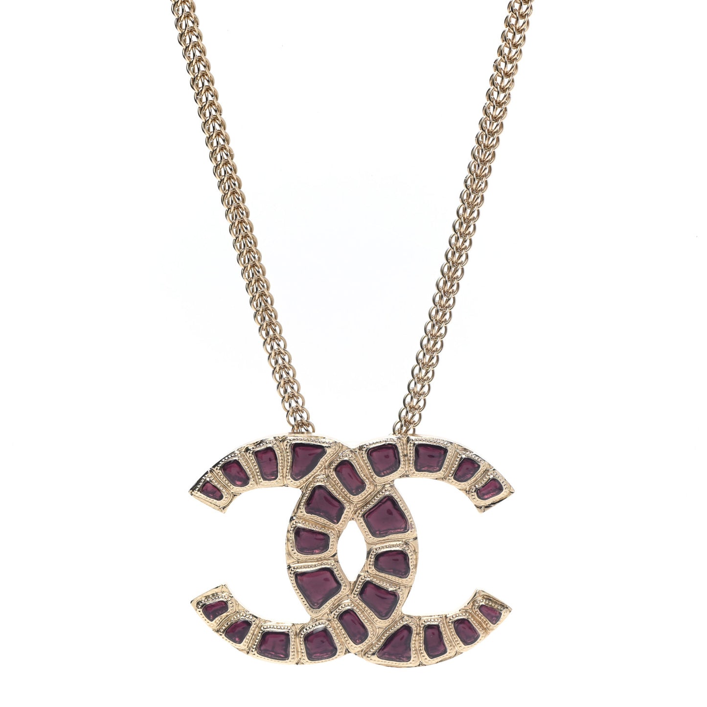 Resin Along The Nile CC Pendant Necklace Gold Purple