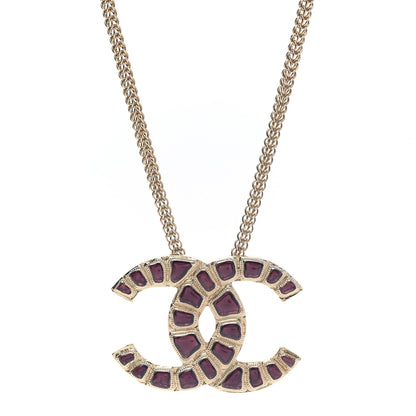 Chanel Resin Along The Nile CC Pendant Necklace Gold Purple 1 of 7