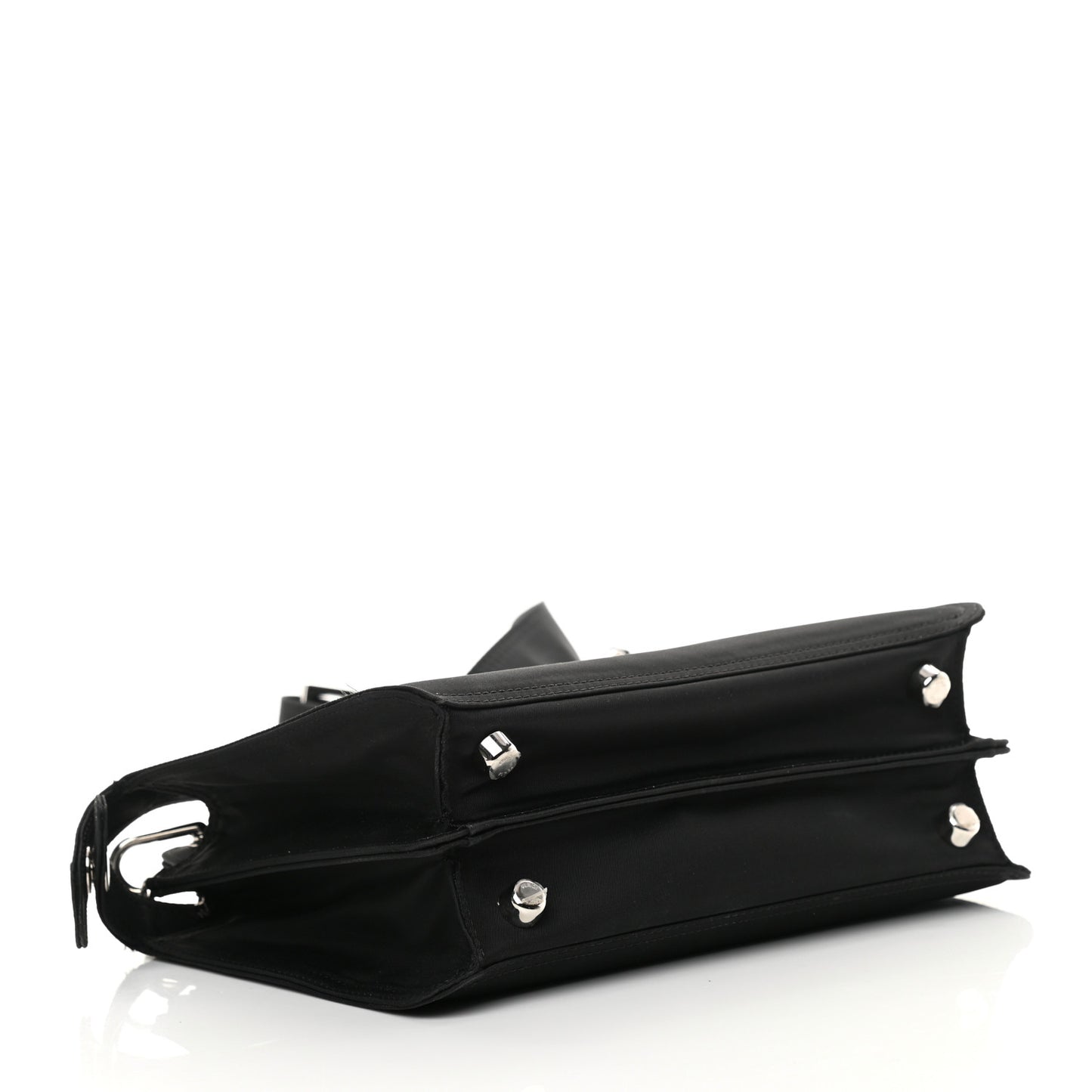 Nylon Vitello Cover Logo Embossed Mini Peekaboo I SEE U Satchel Black White