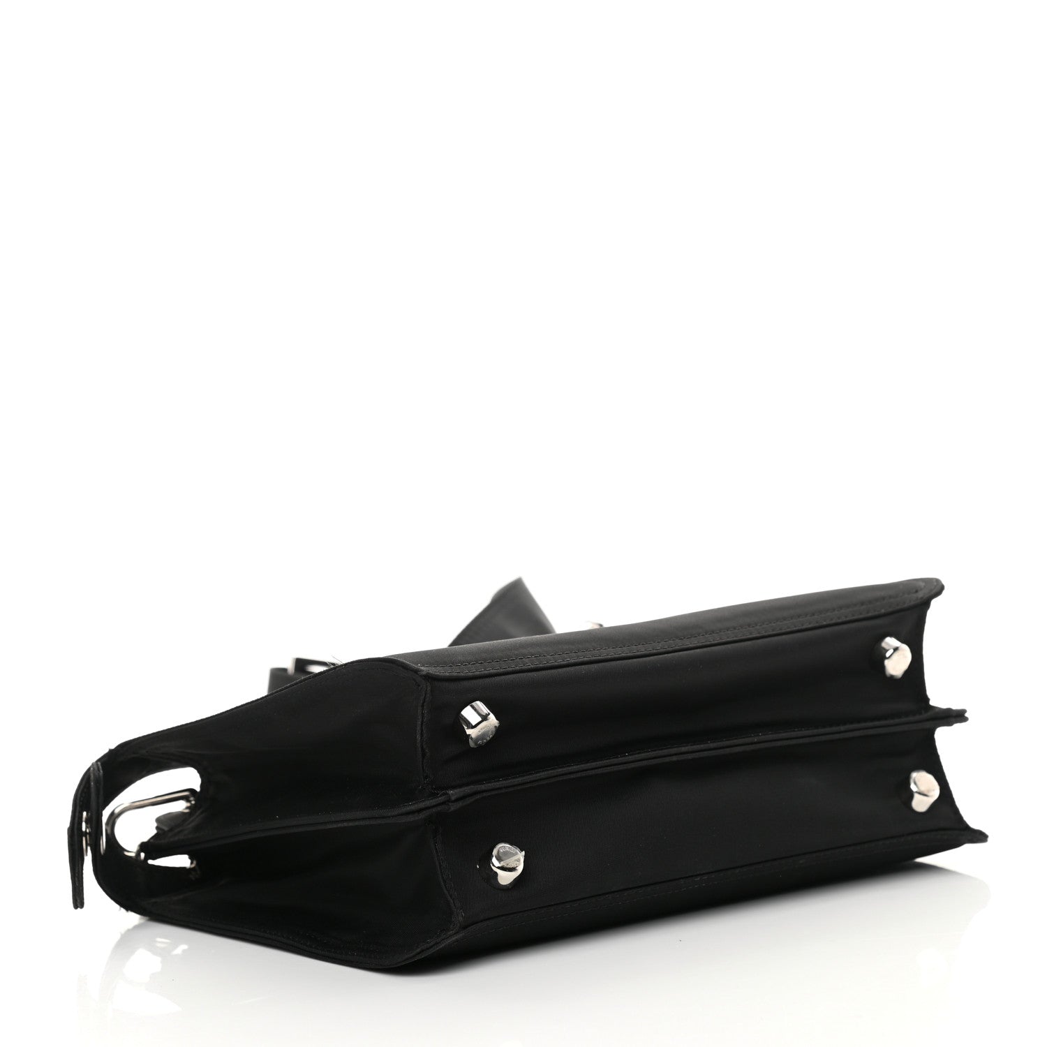 Fendi Nylon Vitello Cover Logo Embossed Mini Peekaboo I SEE U Satchel Black White 5 of 17