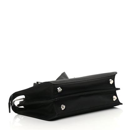 Fendi Nylon Vitello Cover Logo Embossed Mini Peekaboo I SEE U Satchel Black White 5 of 17