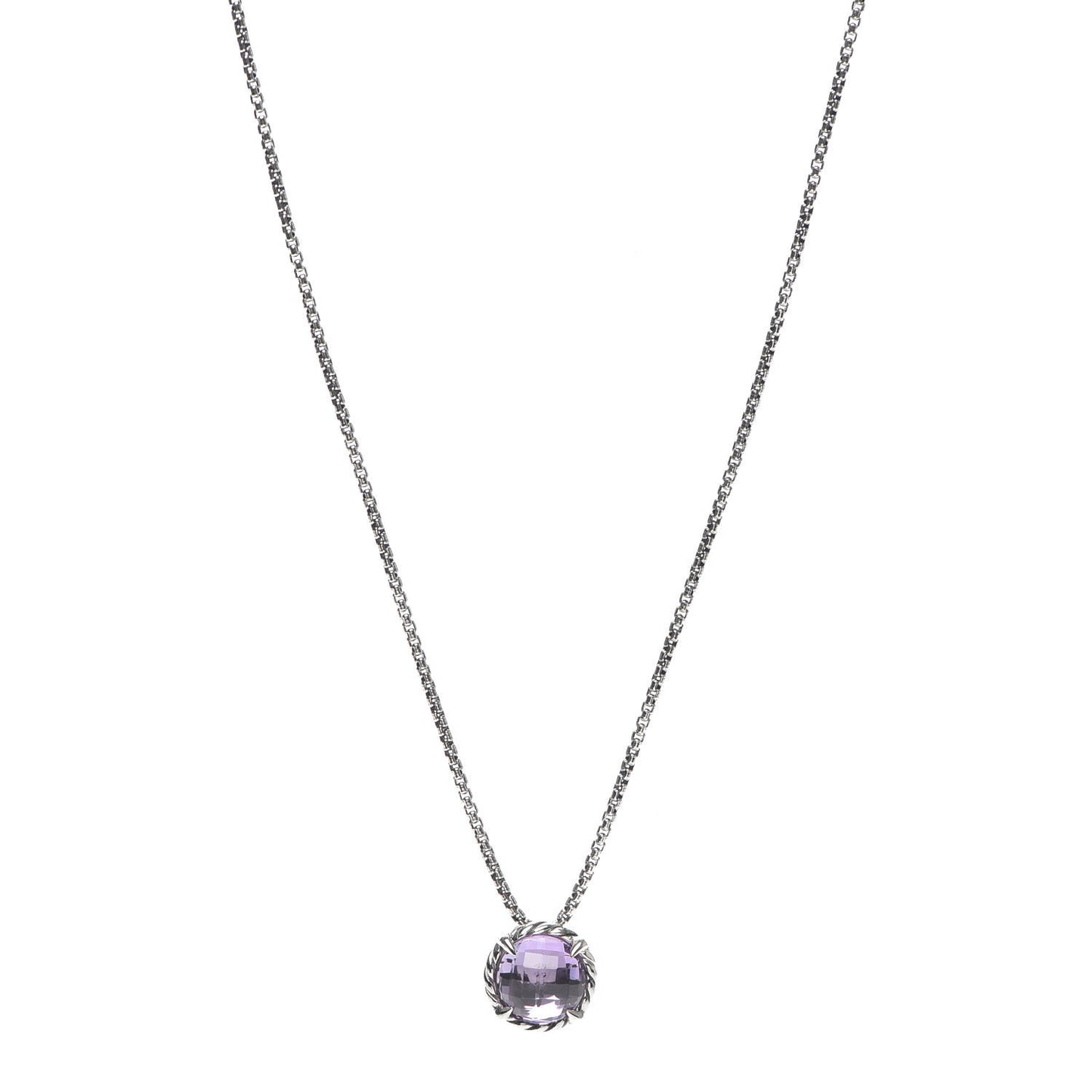 Sterling Silver Amethyst 8mm Petite Chatelaine Pendant Necklace