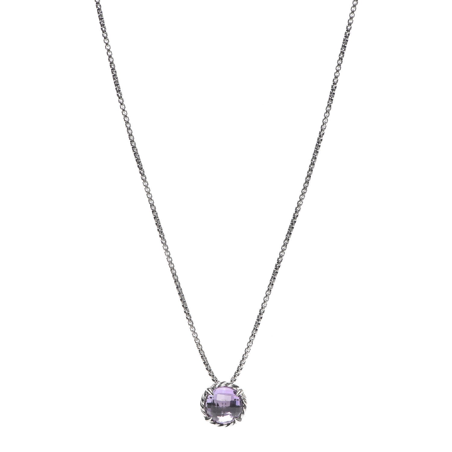 David Yurman Sterling Silver Amethyst 8mm Petite Chatelaine Pendant Necklace 1 of 5
