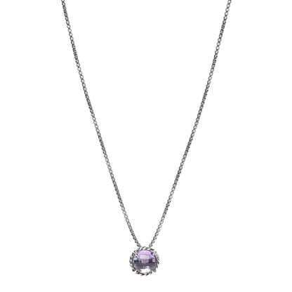 David Yurman Sterling Silver Amethyst 8mm Petite Chatelaine Pendant Necklace 1 of 5