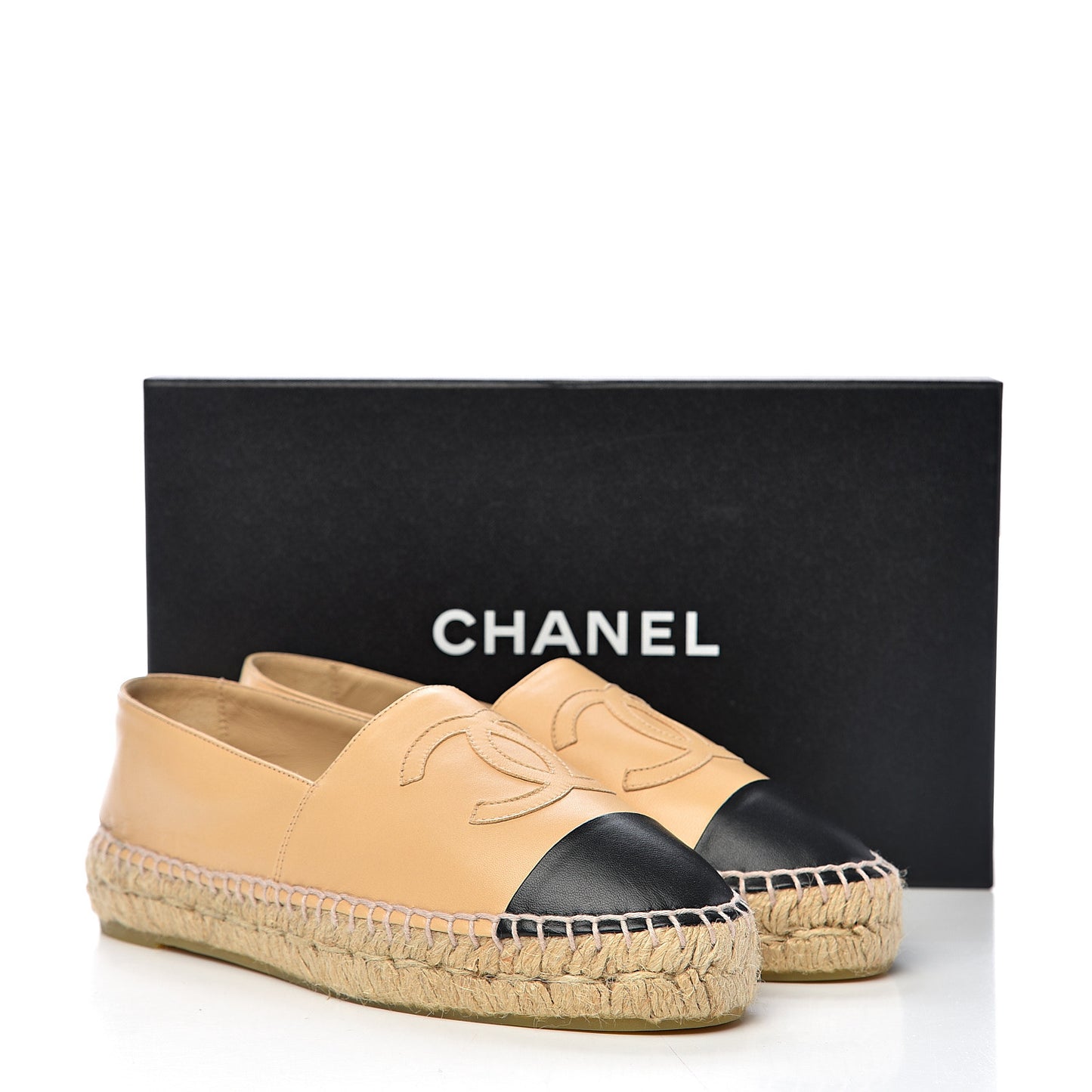 Lambskin CC Espadrilles 37 Beige Black