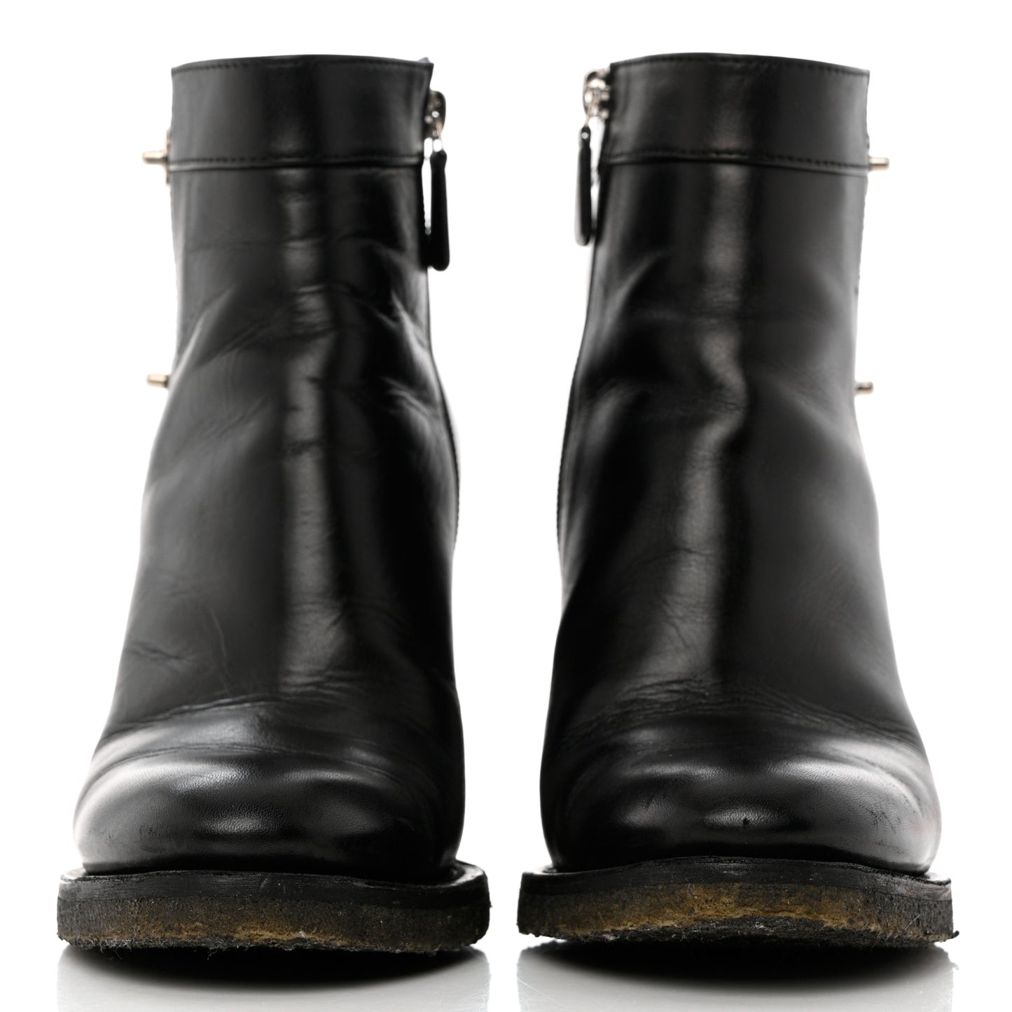 Calfskin CC Turnlock Ankle Boots 37.5 Black