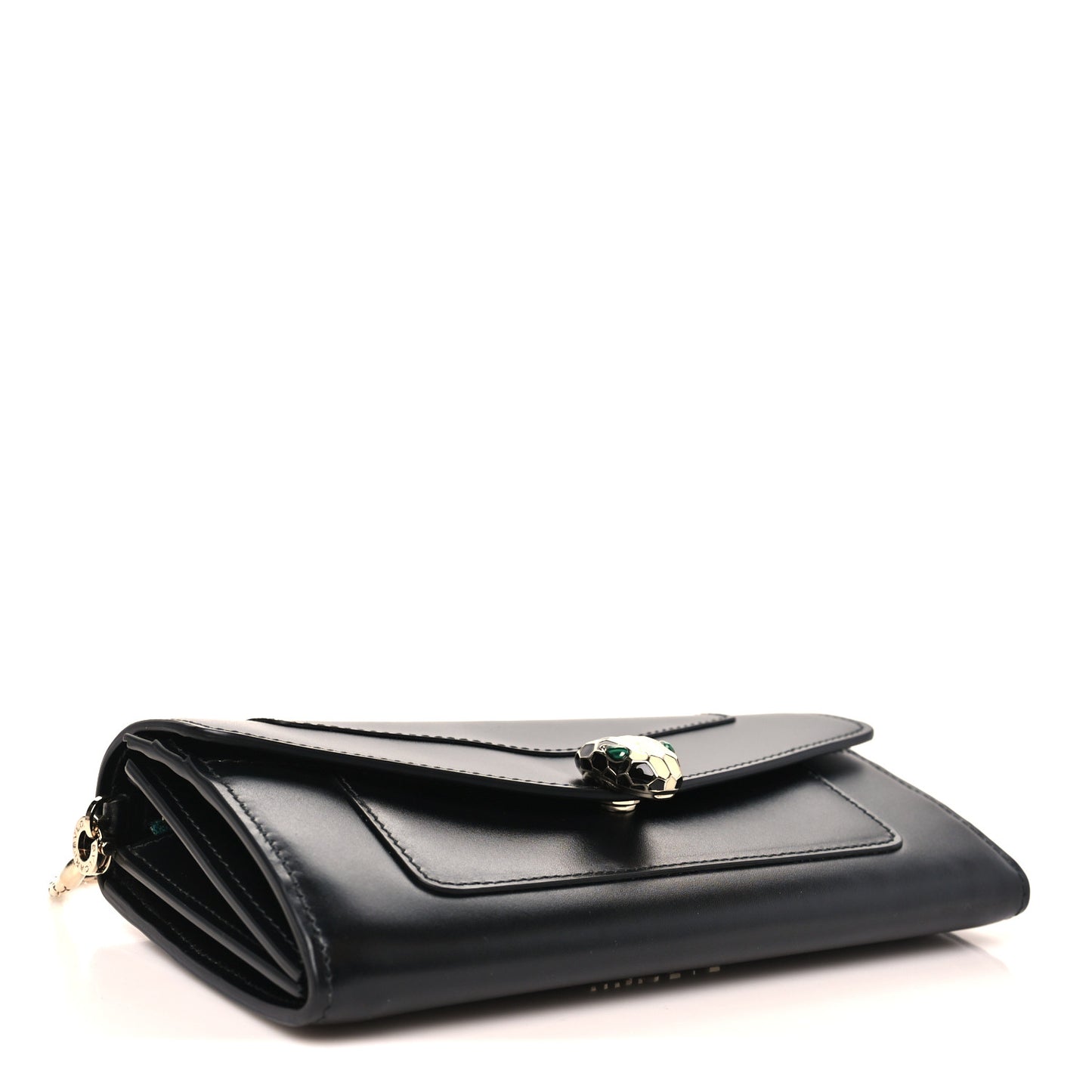 Calfskin Serpenti Forever Chain Wallet Black