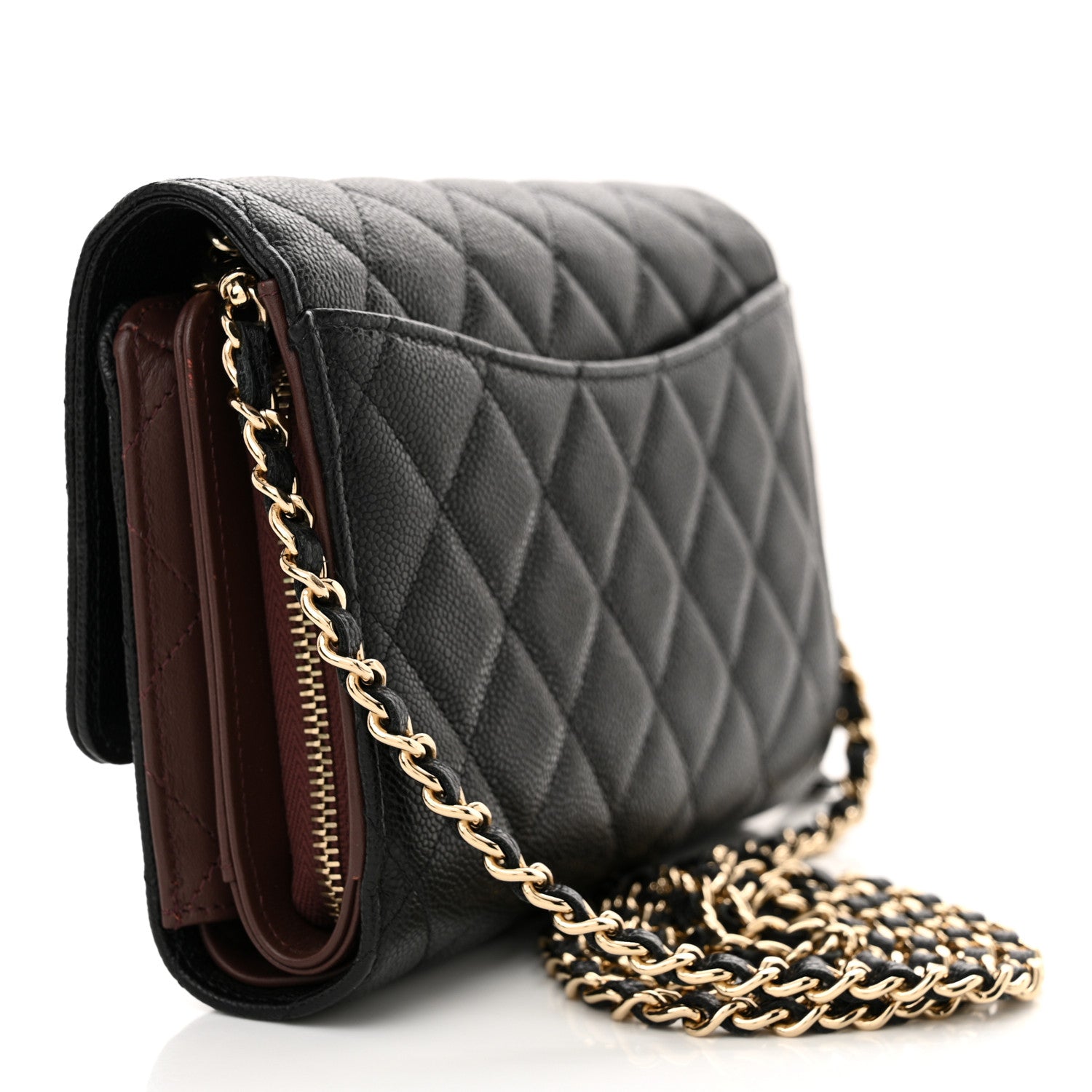 Chanel Caviar Quilted Compact Wallet On Chain WOC Black 3 of 12