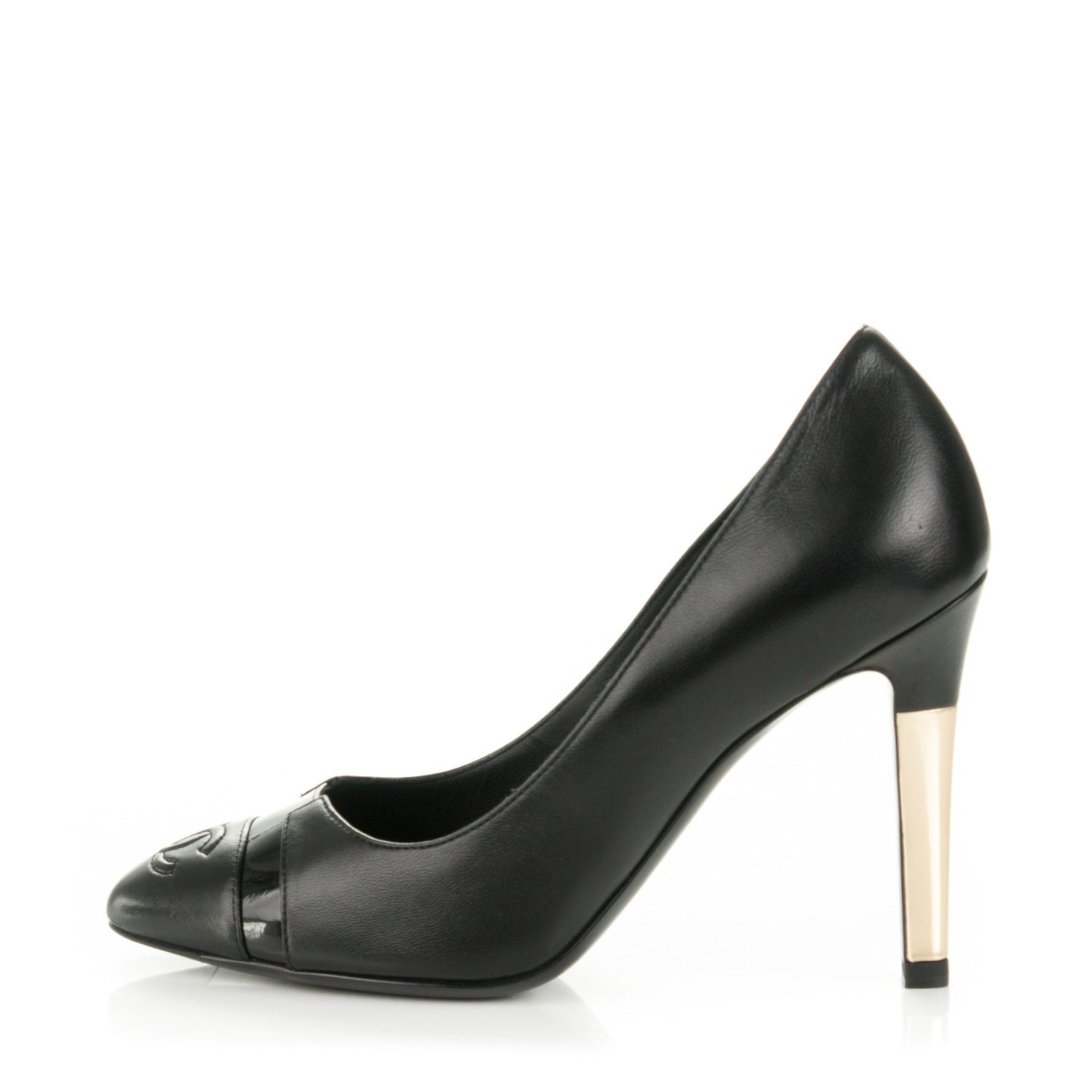 Lambskin Patent Cap Toe CC Pumps 35 Black