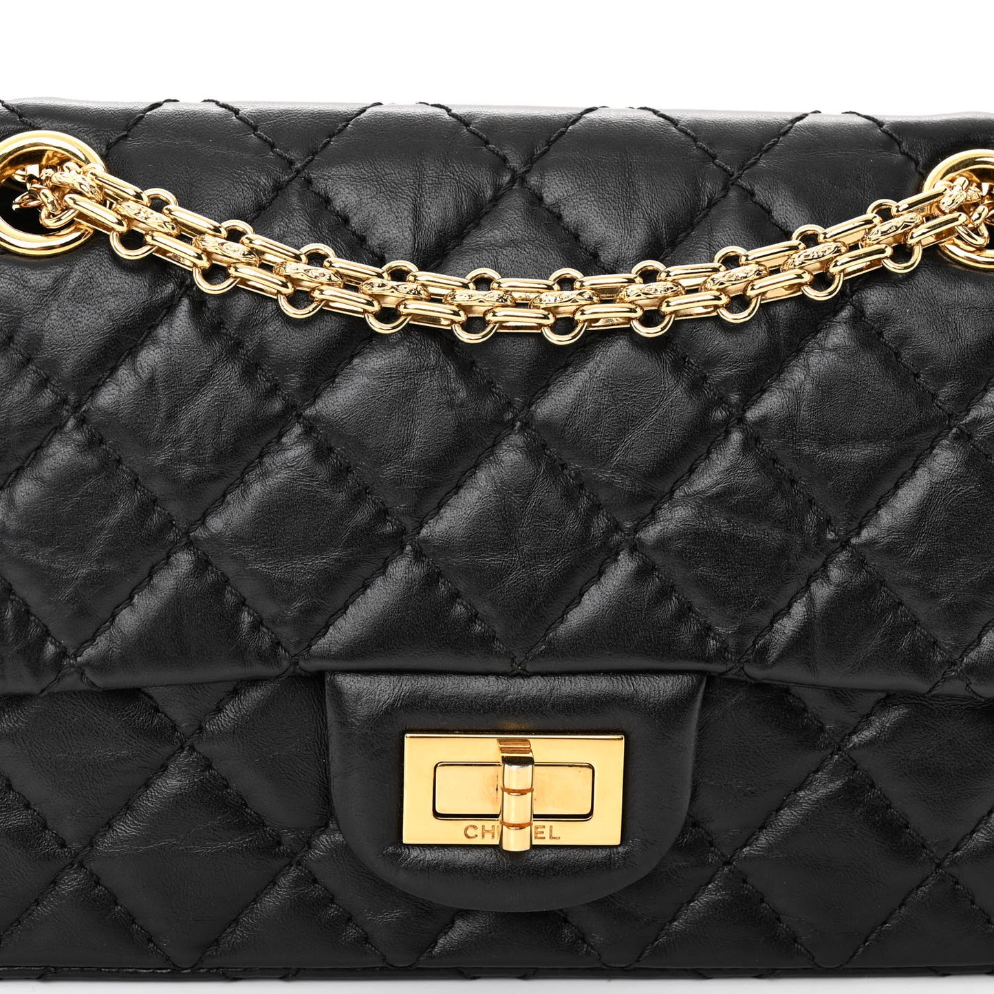Aged Calfskin Quilted 2.55 Reissue Mini Flap Black