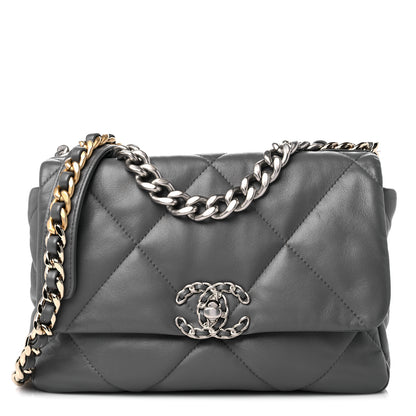 Chanel Lambskin Quilted Medium Chanel 19 Flap Dark Grey 1 of 12