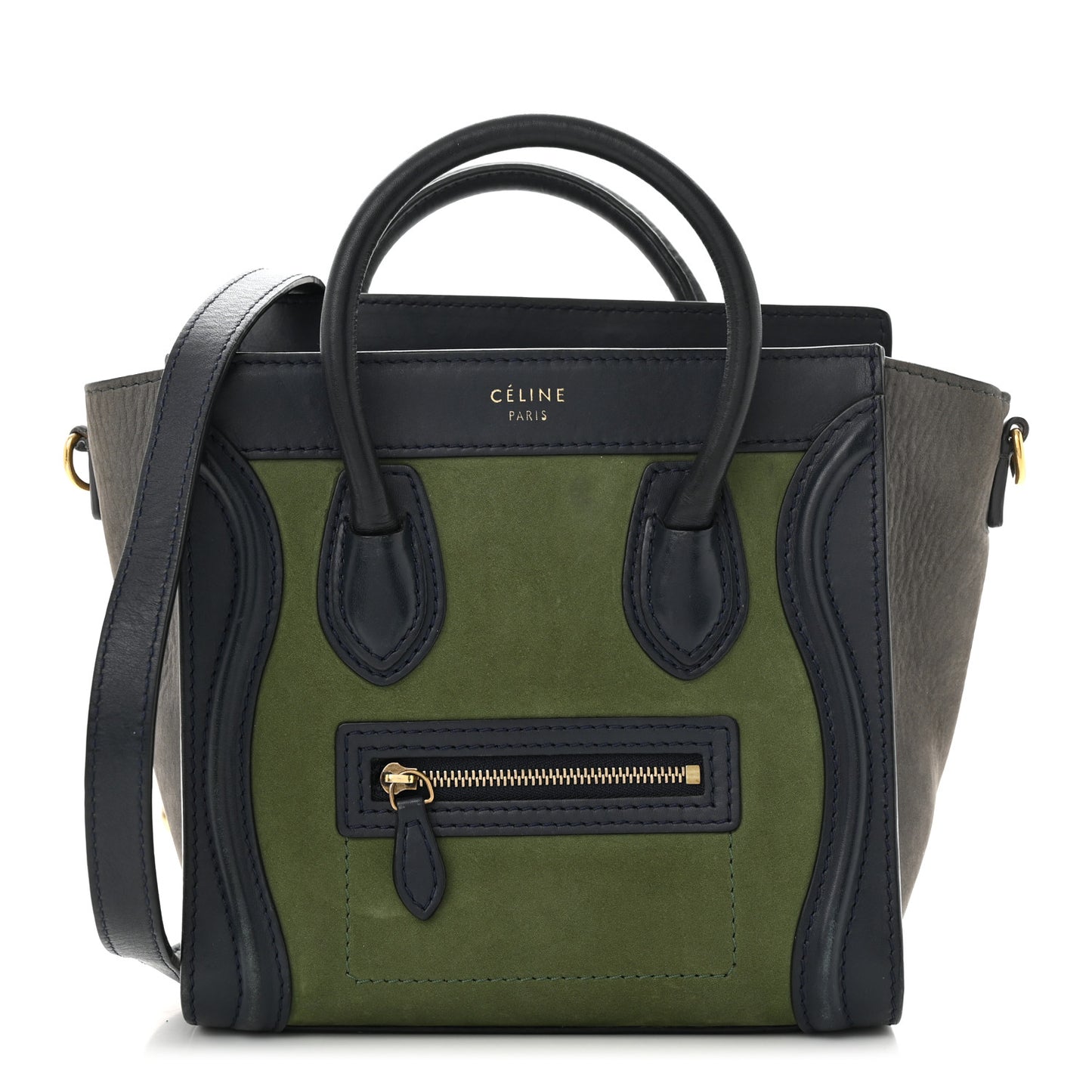 Nubuck Smooth Calfskin Nano Tri-Color Luggage Green