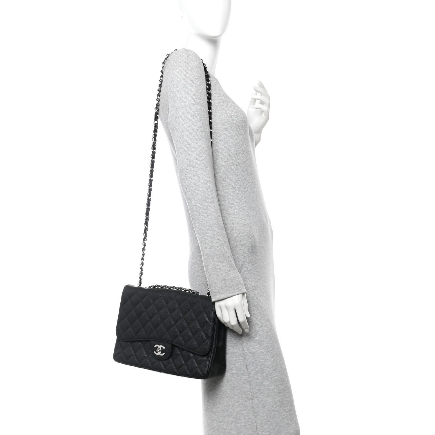 Chanel Caviar Quilted Jumbo Single Flap Black 2 of 10