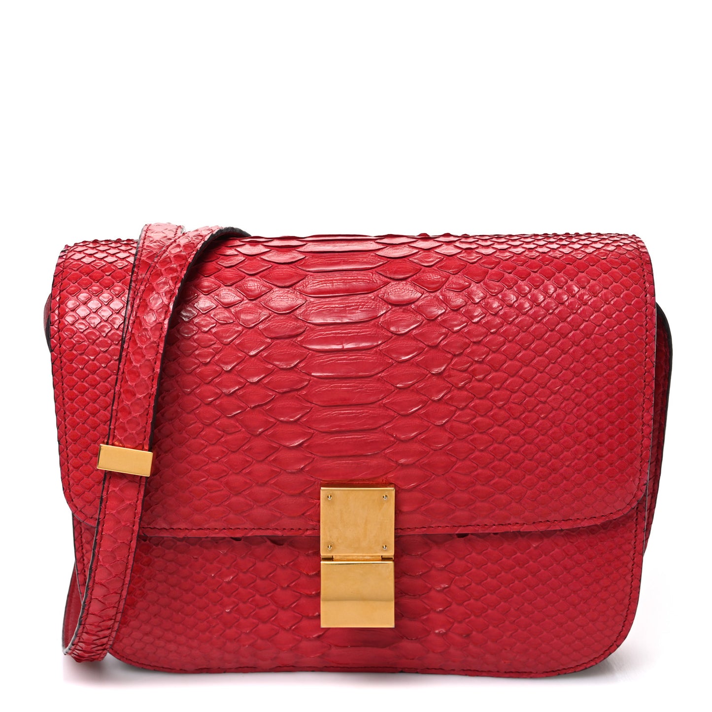 Snakeskin Medium Classic Box Flap Red