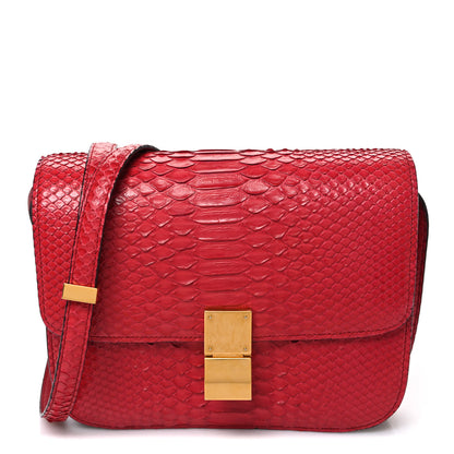 Celine Snakeskin Medium Classic Box Flap Red 1 of 10