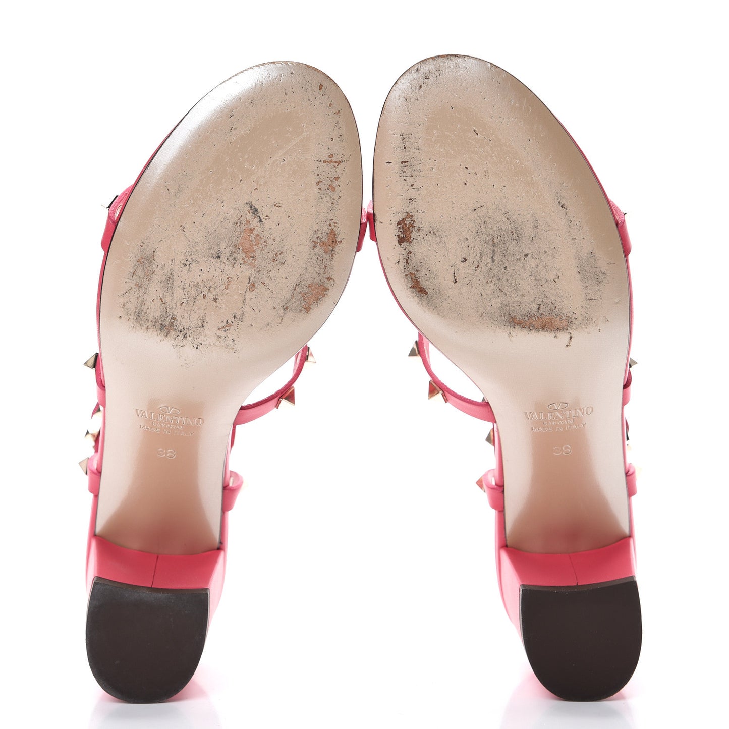 Calfskin Rockstud 60mm City Sandals 38 Fragola