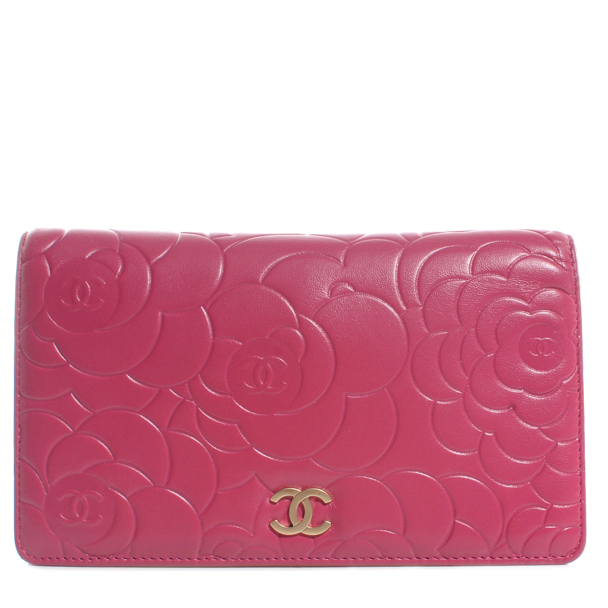 Chanel Leather Camellia Yen Wallet Fuchsia 1 of 8