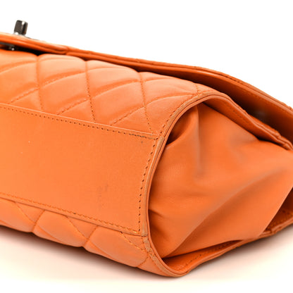 Chanel Lambskin Quilted Jumbo Grocery By Chanel Drawstring Shopping Bag Orange 16 of 16