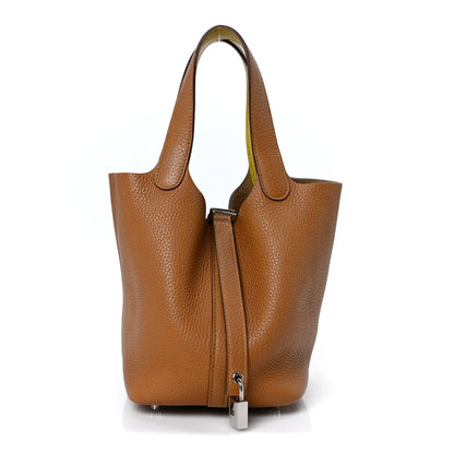 Hermes Taurillon Clemence Swift Eclat Picotin Lock 18 PM Sesame Lime 1 of 10