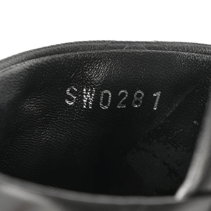 Louis Vuitton Lambskin Embossed Monogram Revival Mid Heel Mules 37 Black 9 of 10