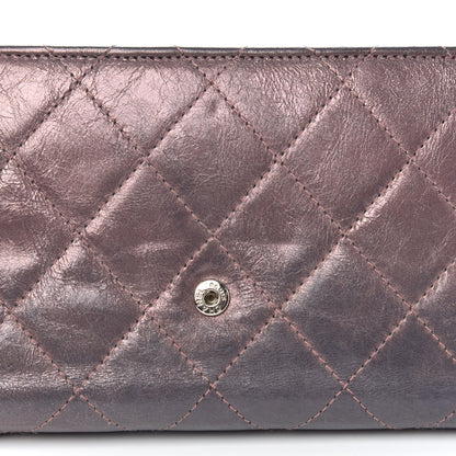 Chanel Metallic Aged Calfskin Quilted Reissue Long Flap Wallet Purple 8 of 12