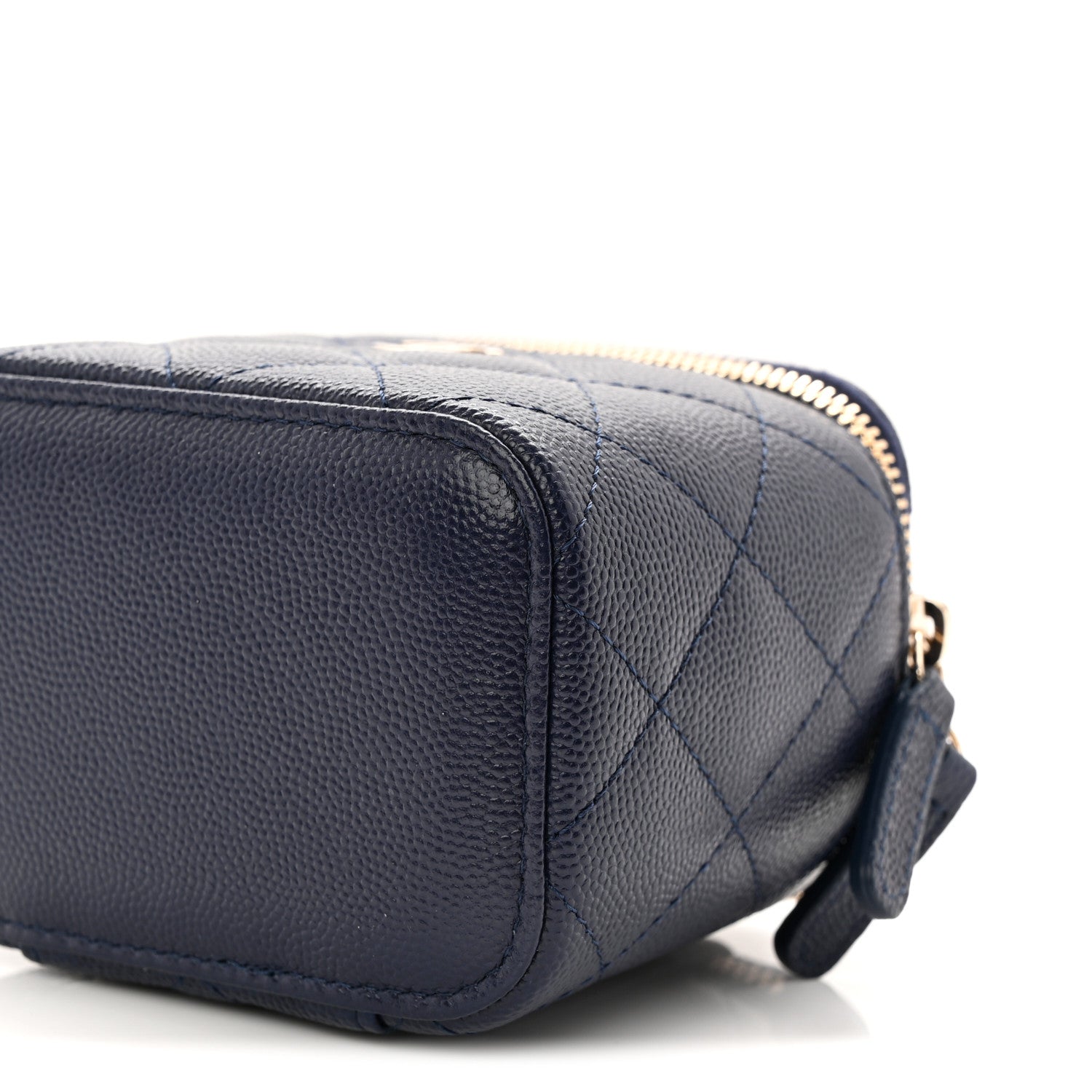 Chanel Caviar Quilted Mini Vanity Case With Chain Navy Blue 9 of 11