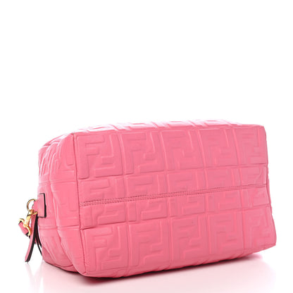 Fendi Nappa FF 1974 Embossed Small Boston Rosa Fluo 3 of 7