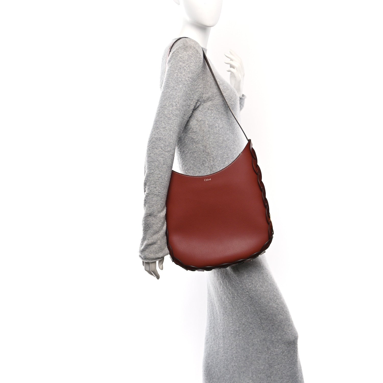 Chloe Small Grain Smooth Calfskin Medium Darryl Hobo Sepia Brown 2 of 9