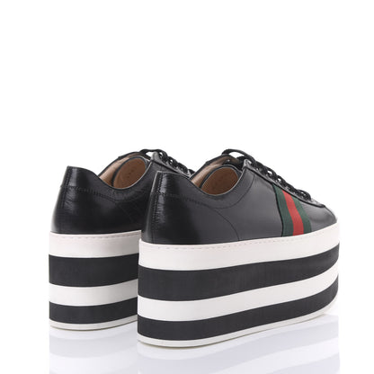 Gucci Malaga Kid Peggy Platform Sneakers 37.5 Black White 4 of 9