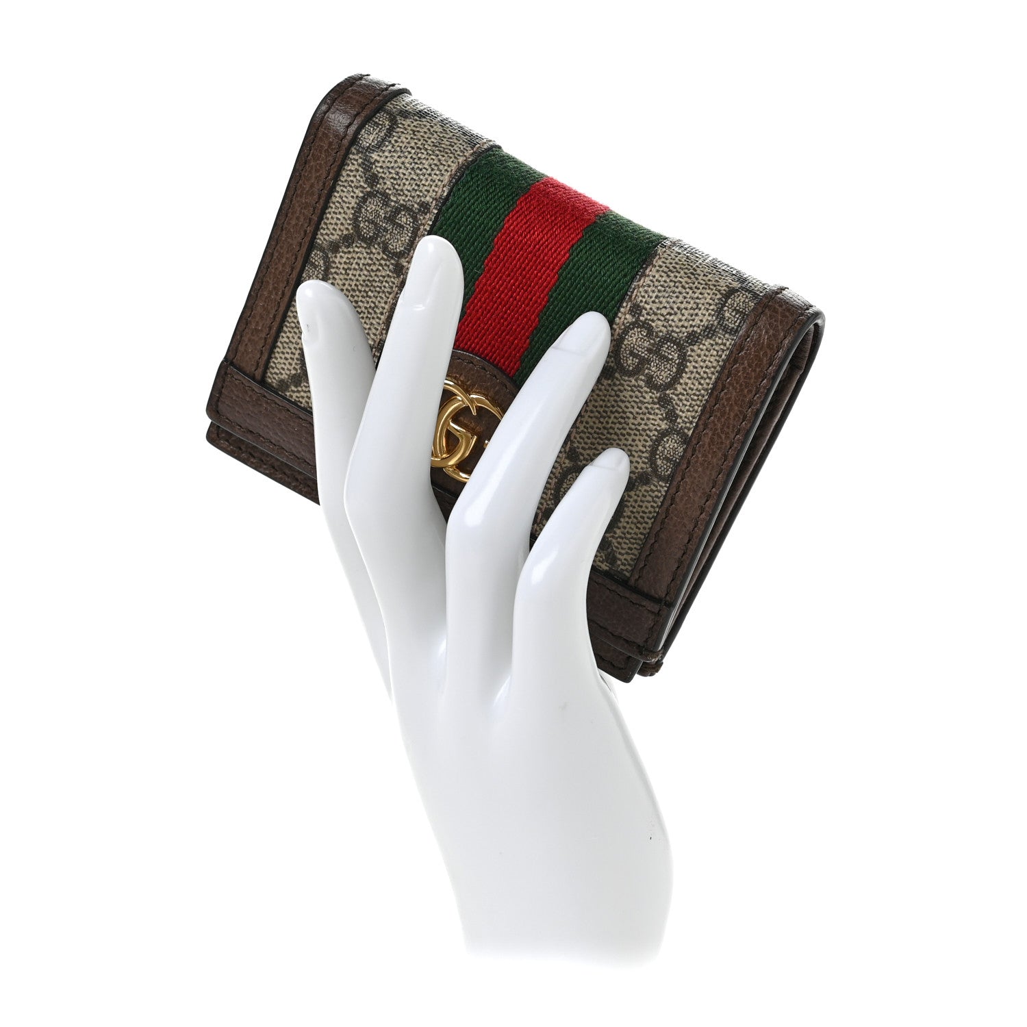 Gucci GG Supreme Monogram Web Ophidia Card Case Beige New Acero 2 of 6