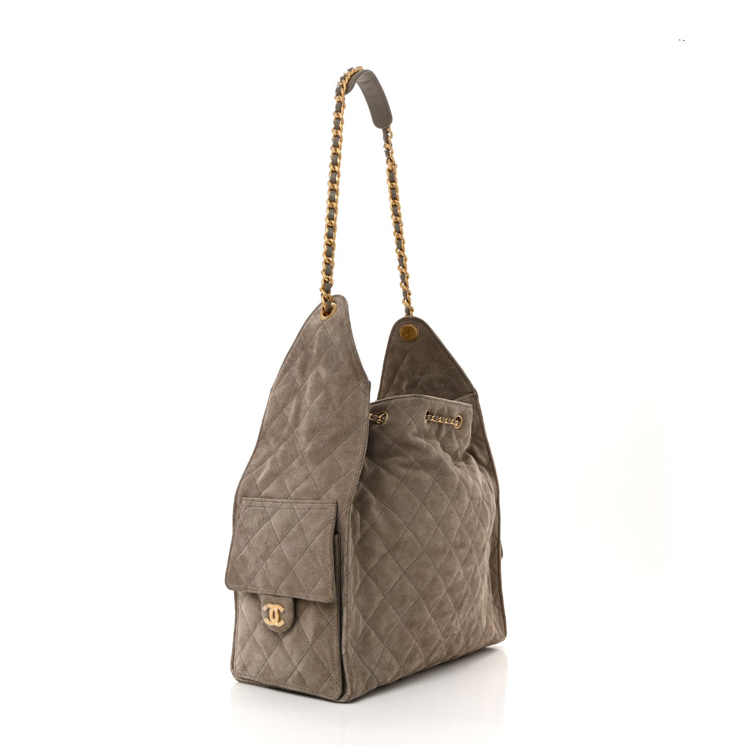 Chanel Suede Quilted Medium Chanel 25 Handbag Dark Grey 3 of 14