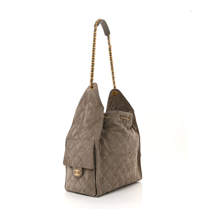 Chanel Suede Quilted Medium Chanel 25 Handbag Dark Grey 3 of 14